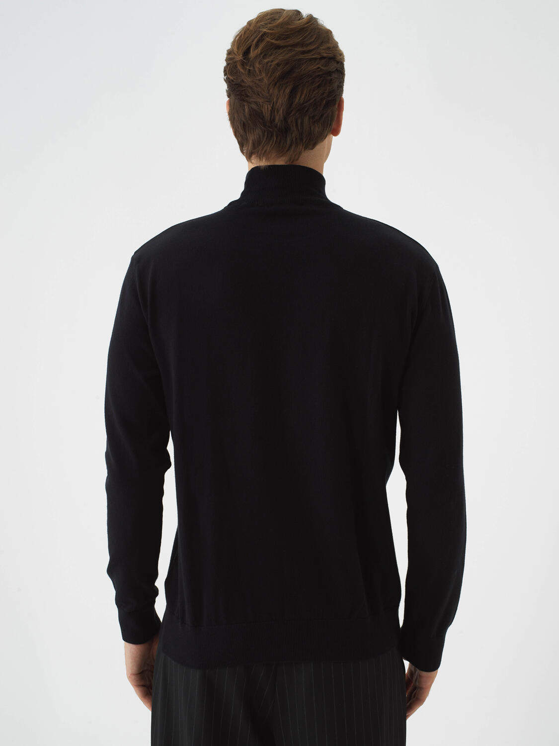 Black Cotton Textured Regular Fit Sweater - 4