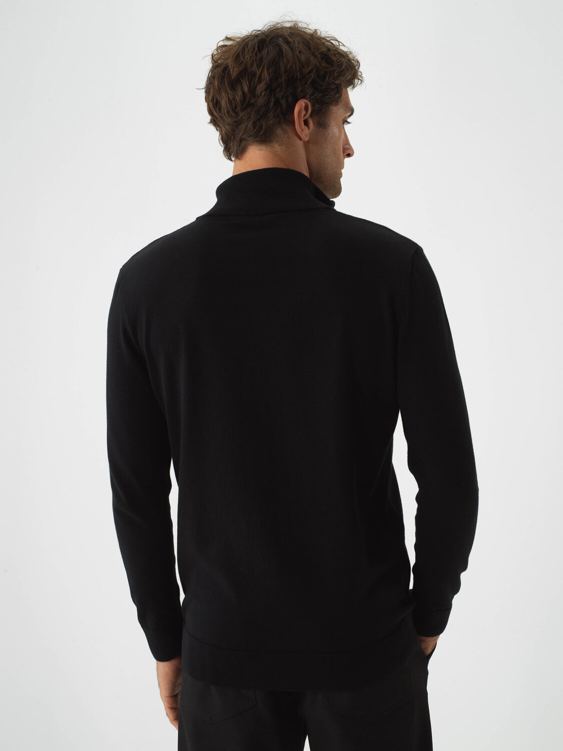 Black Cotton Textured Regular Fit Sweater - Xint