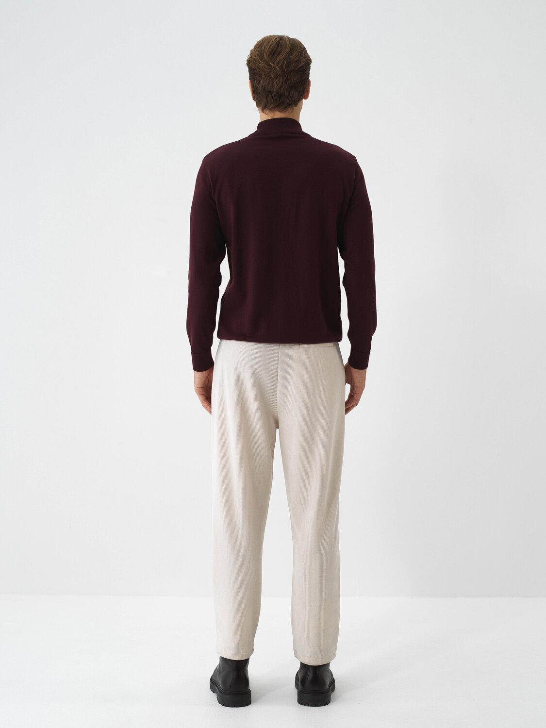 Burgundy Cotton Textured Regular Fit Sweater - Xint