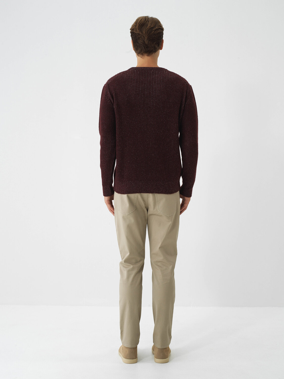 Claret Red Soft Texture Regular Fit Sweater - Xint