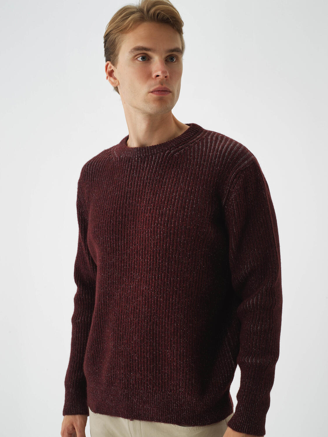 Claret Red Soft Texture Regular Fit Sweater
