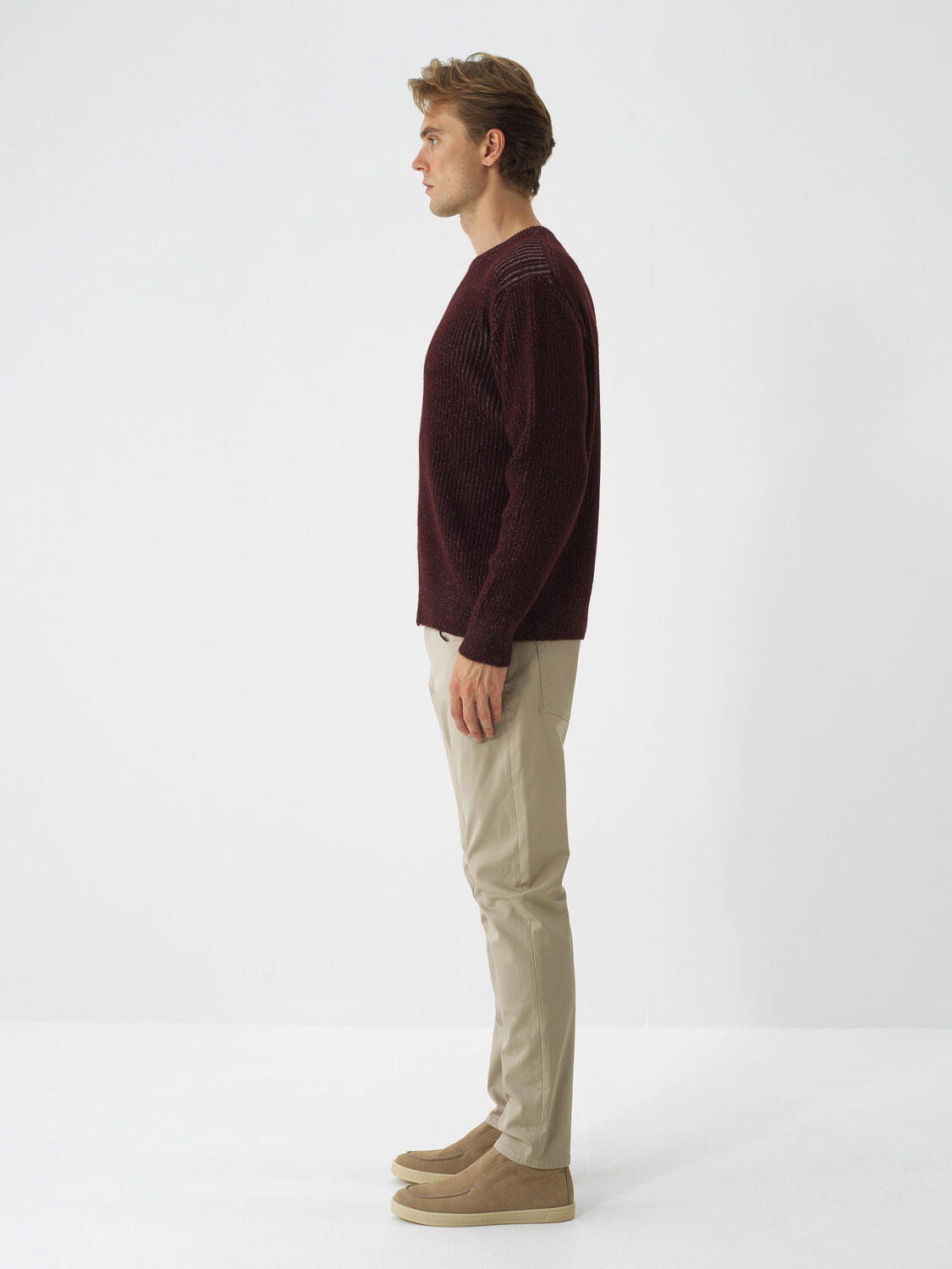 Claret Red Soft Texture Regular Fit Sweater - 3