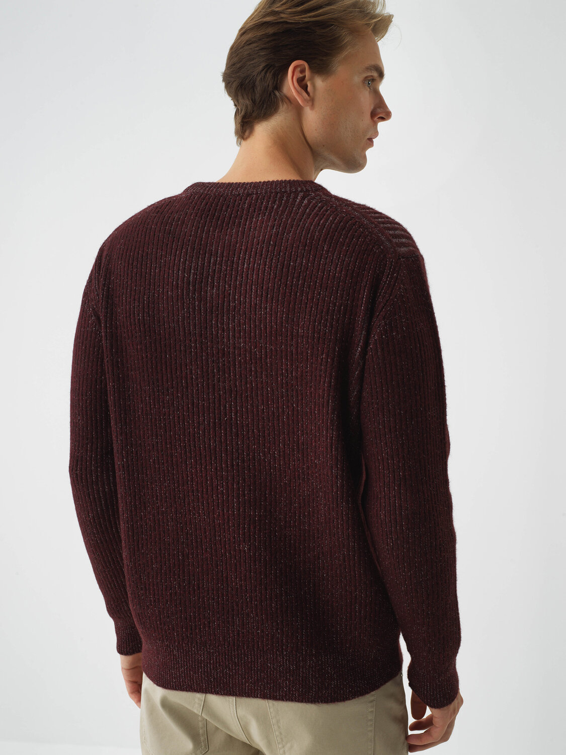 Claret Red Soft Texture Regular Fit Sweater - Xint
