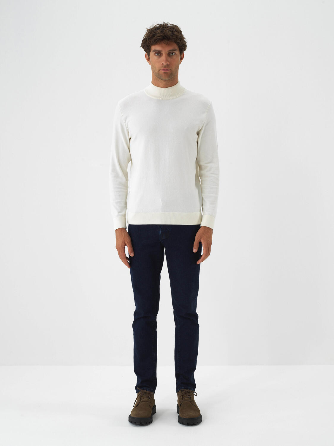 Ecru Cotton Textured Regular Fit Sweater - 2