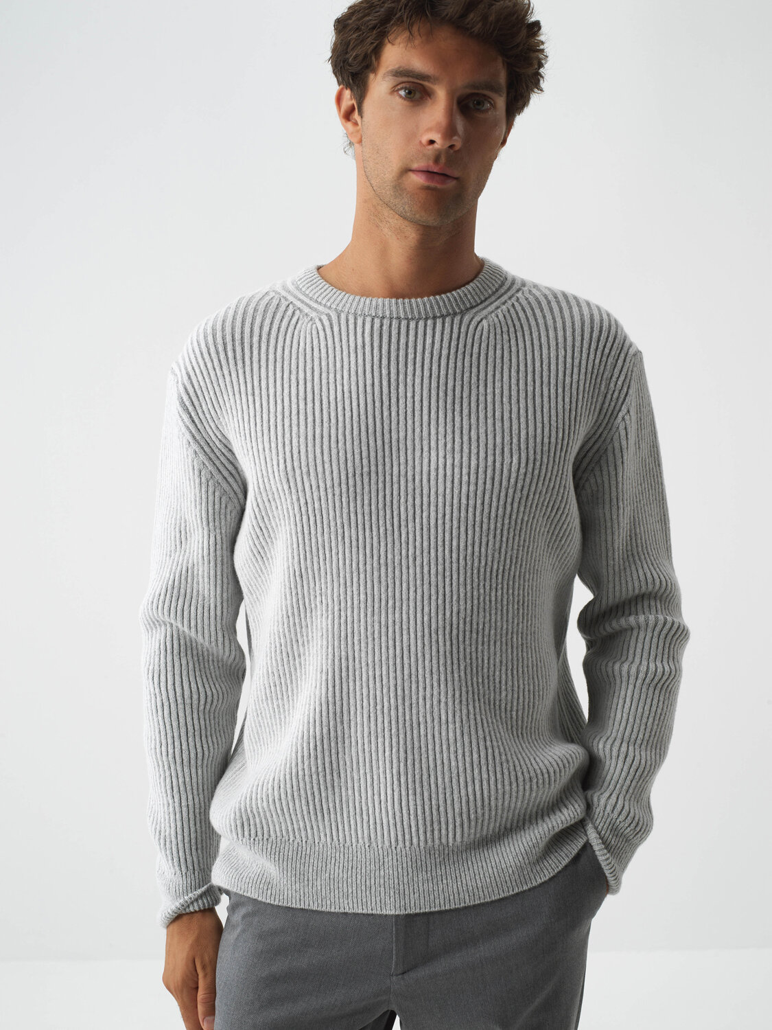 Ecru Soft Texture Regular Fit Sweater - Xint