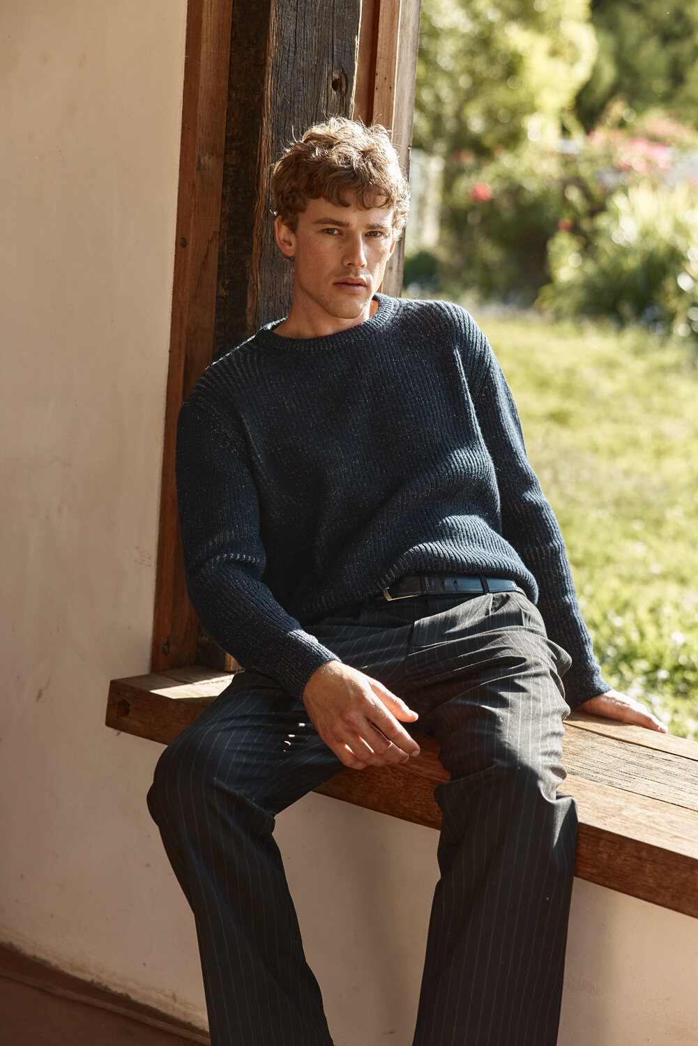 Navy Blue Soft Texture Regular Fit Sweater - Xint