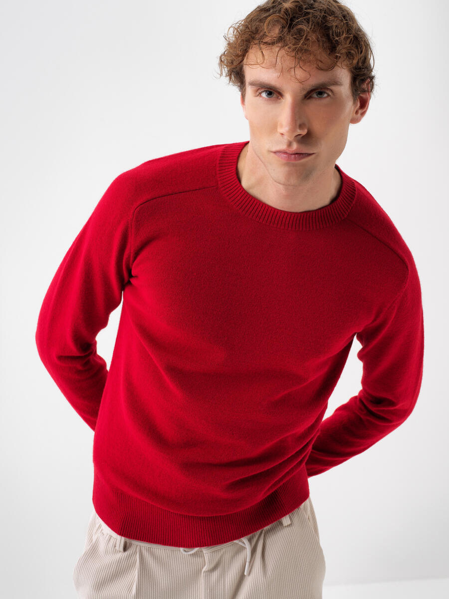 Wool Crew Neck Basic Sweater