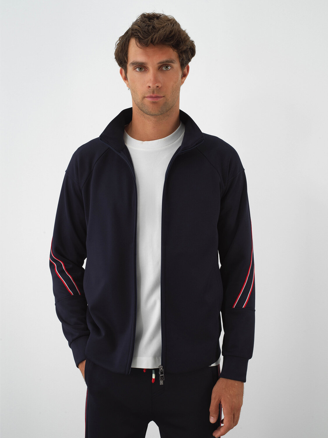 Navy Blue Flexible Textured Regular Fit Sweatpants - Xint