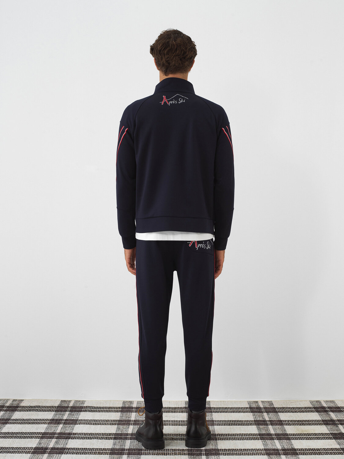 Navy Blue Flexible Textured Regular Fit Sweatpants - Xint