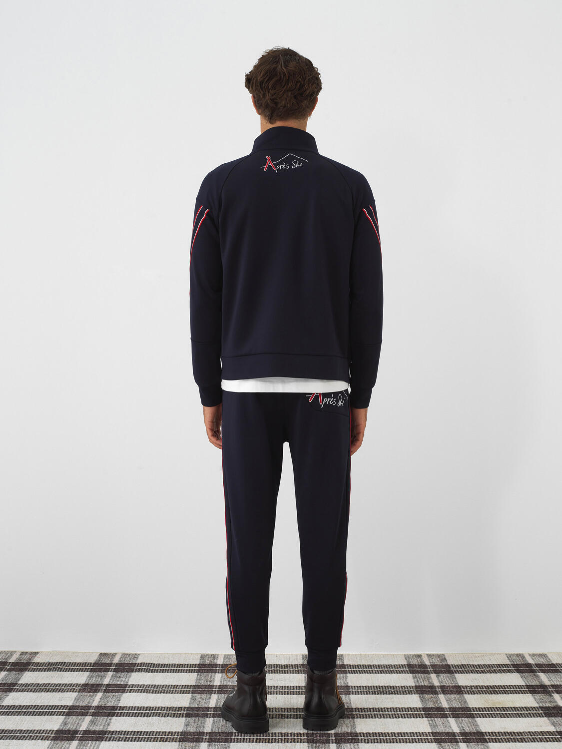 Navy Blue Flexible Textured Regular Fit Sweatpants - 5