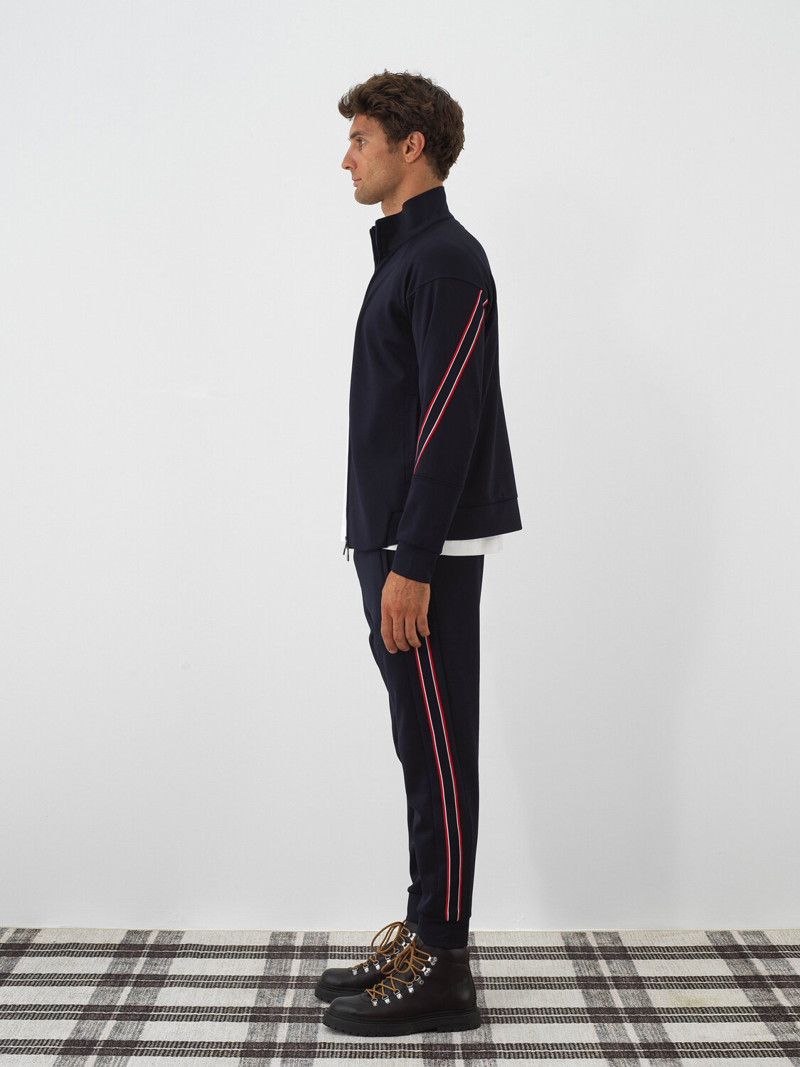 Navy Blue Flexible Textured Regular Fit Sweatpants - Xint