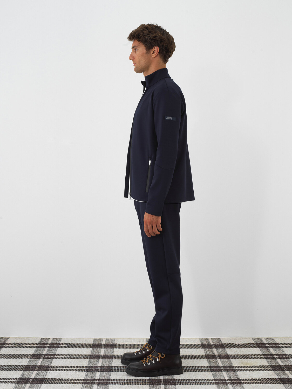 Navy Blue Flexible Textured Regular Fit Sweatpants - Xint