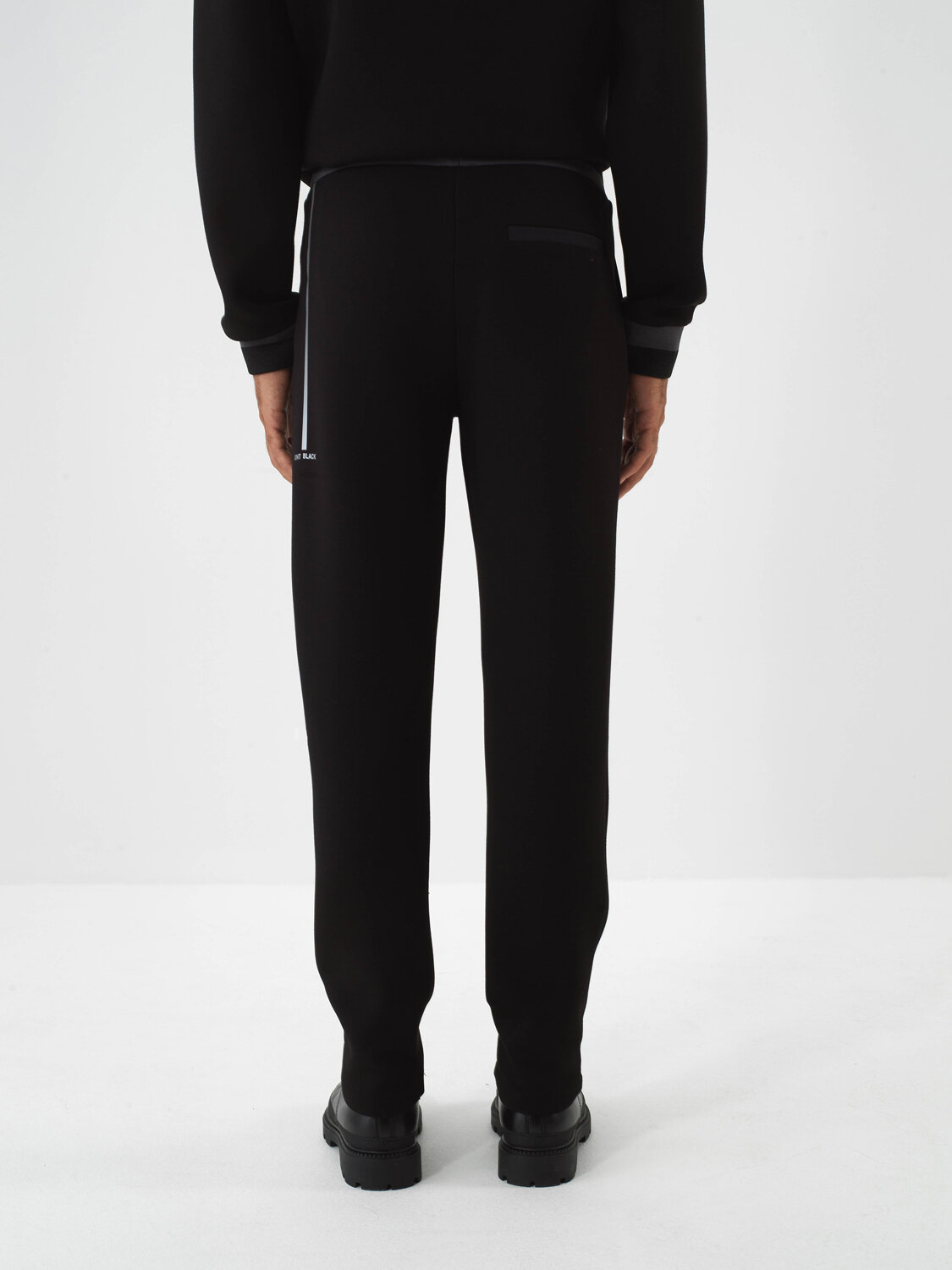 Black Cotton Textured Regular Fit Sweat Pants - Xint