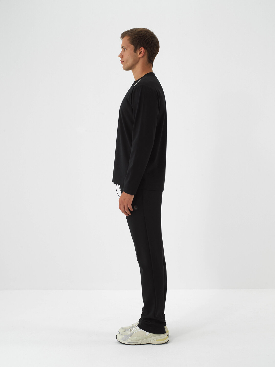 Black Cotton Textured Regular Fit Sweat Pants - Xint