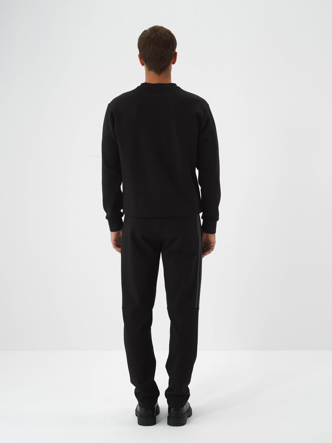 Black Cotton Textured Regular Fit Sweat Pants - Xint