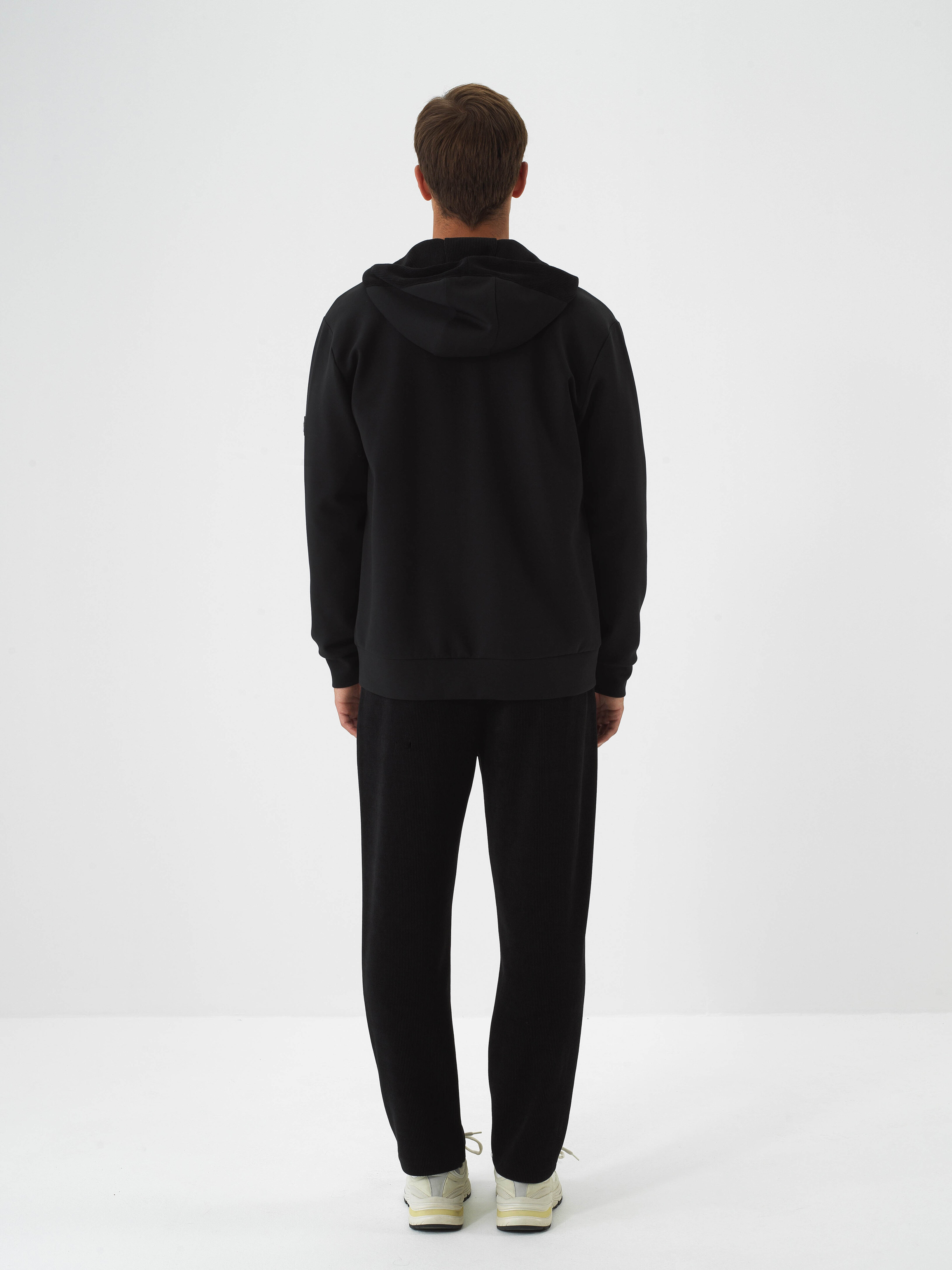 Black Luxury Textured Soft Velvet Slim Fit Sweat Pants - Xint