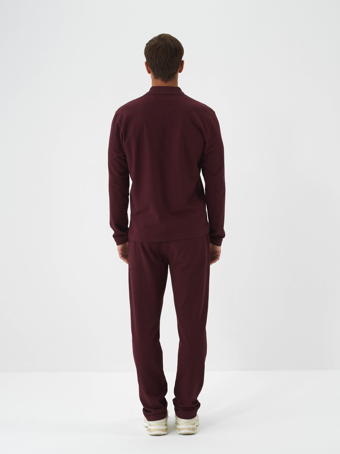 Claret Red Cotton Textured Regular Fit Sweat Trousers - Xint