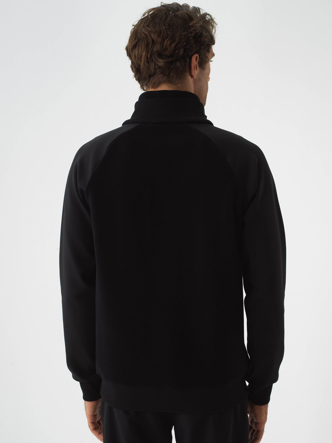 Black Cotton Textured Regular Fit Sweatshirt - Xint