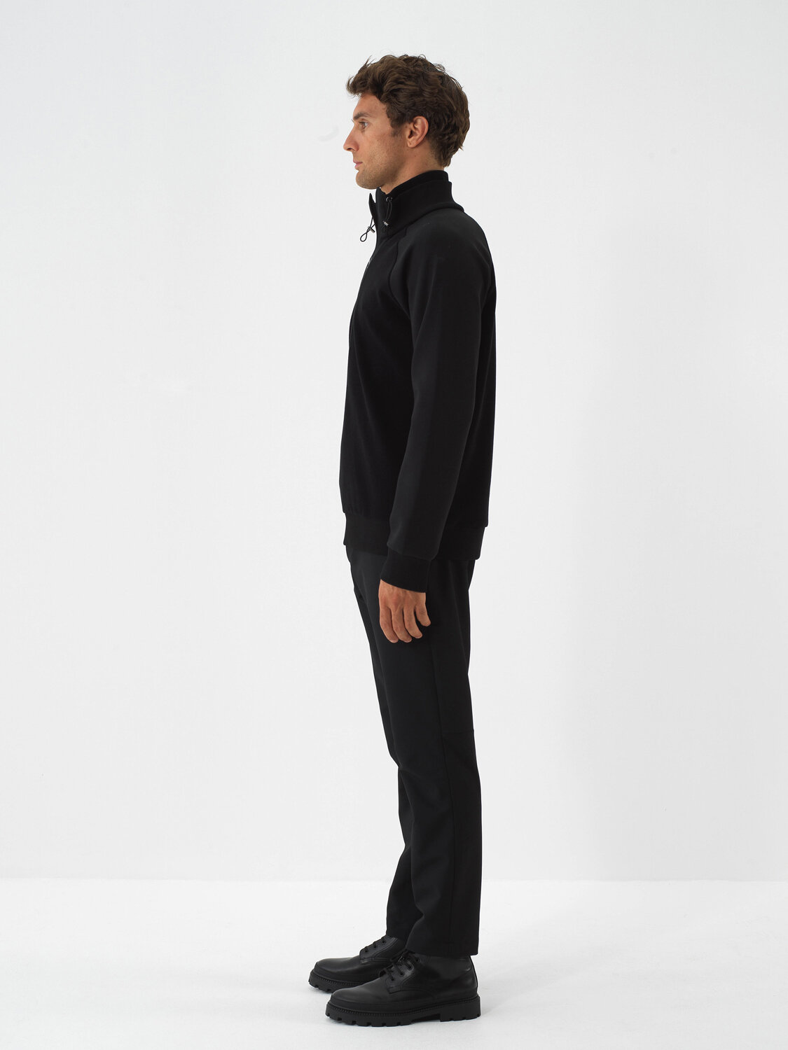 Black Cotton Textured Regular Fit Sweatshirt - Xint