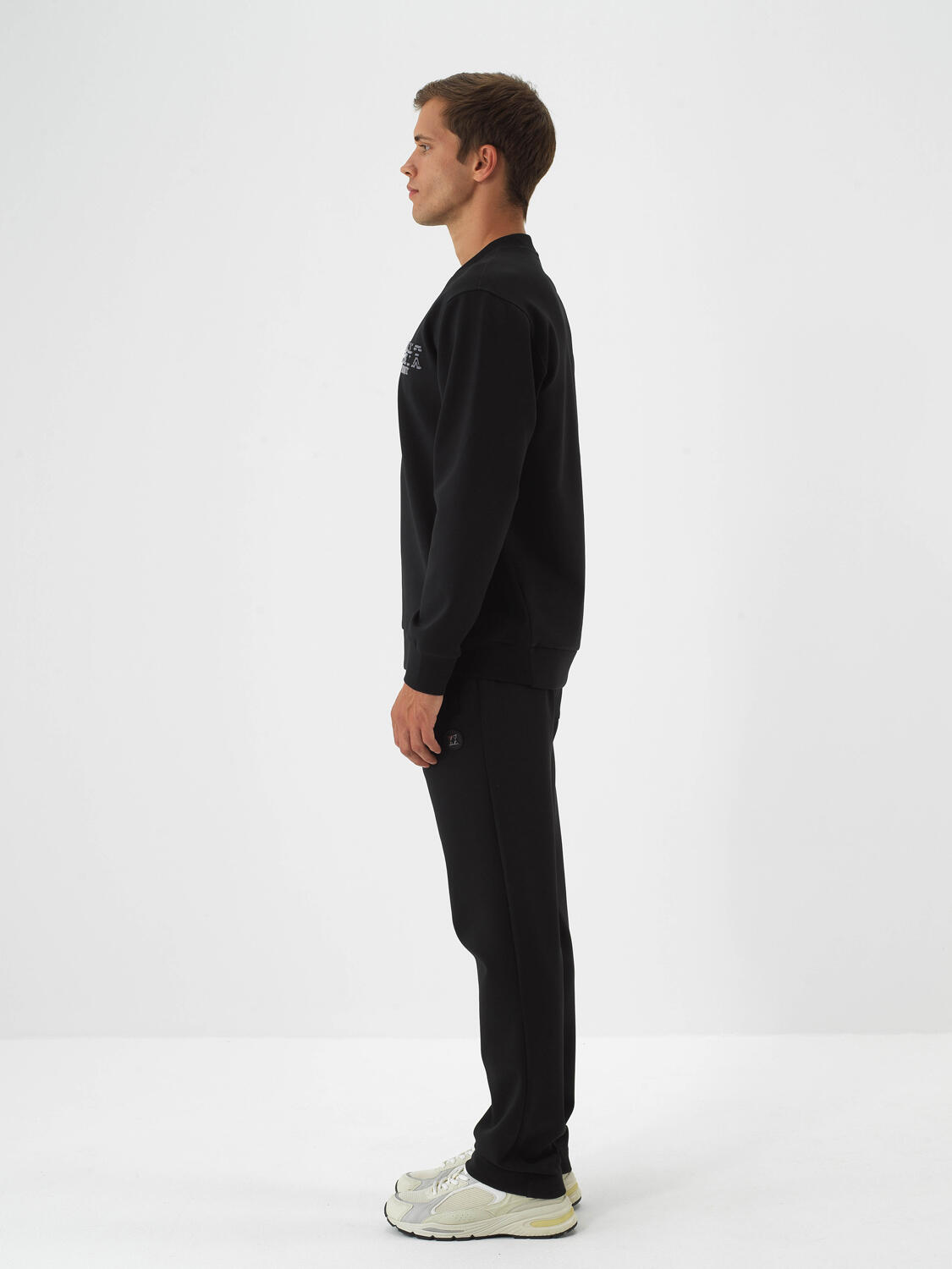 Black Cotton Textured Regular Fit Sweatshirt - 3