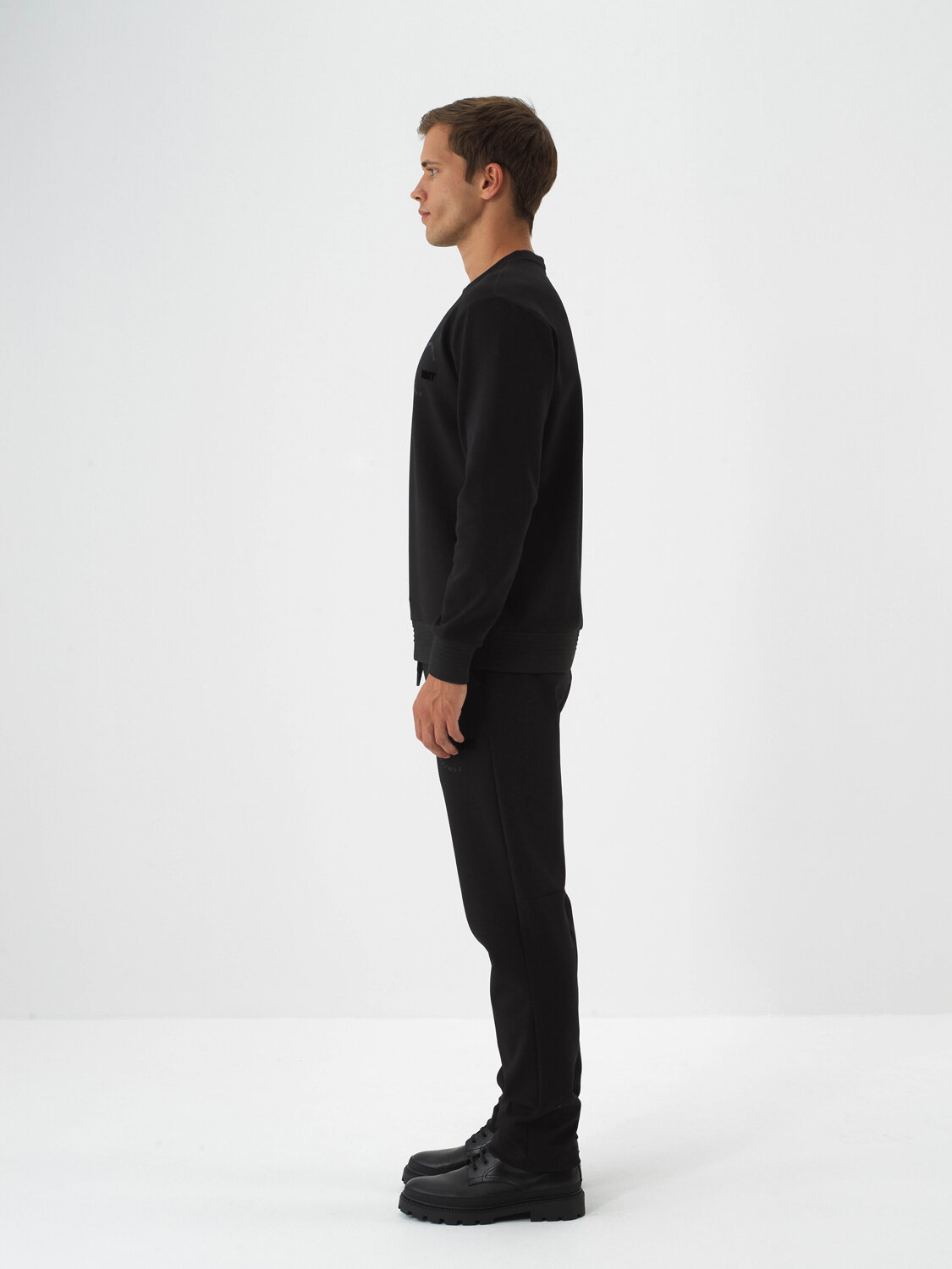 Black Cotton Textured Regular Fit Sweatshirt - Xint