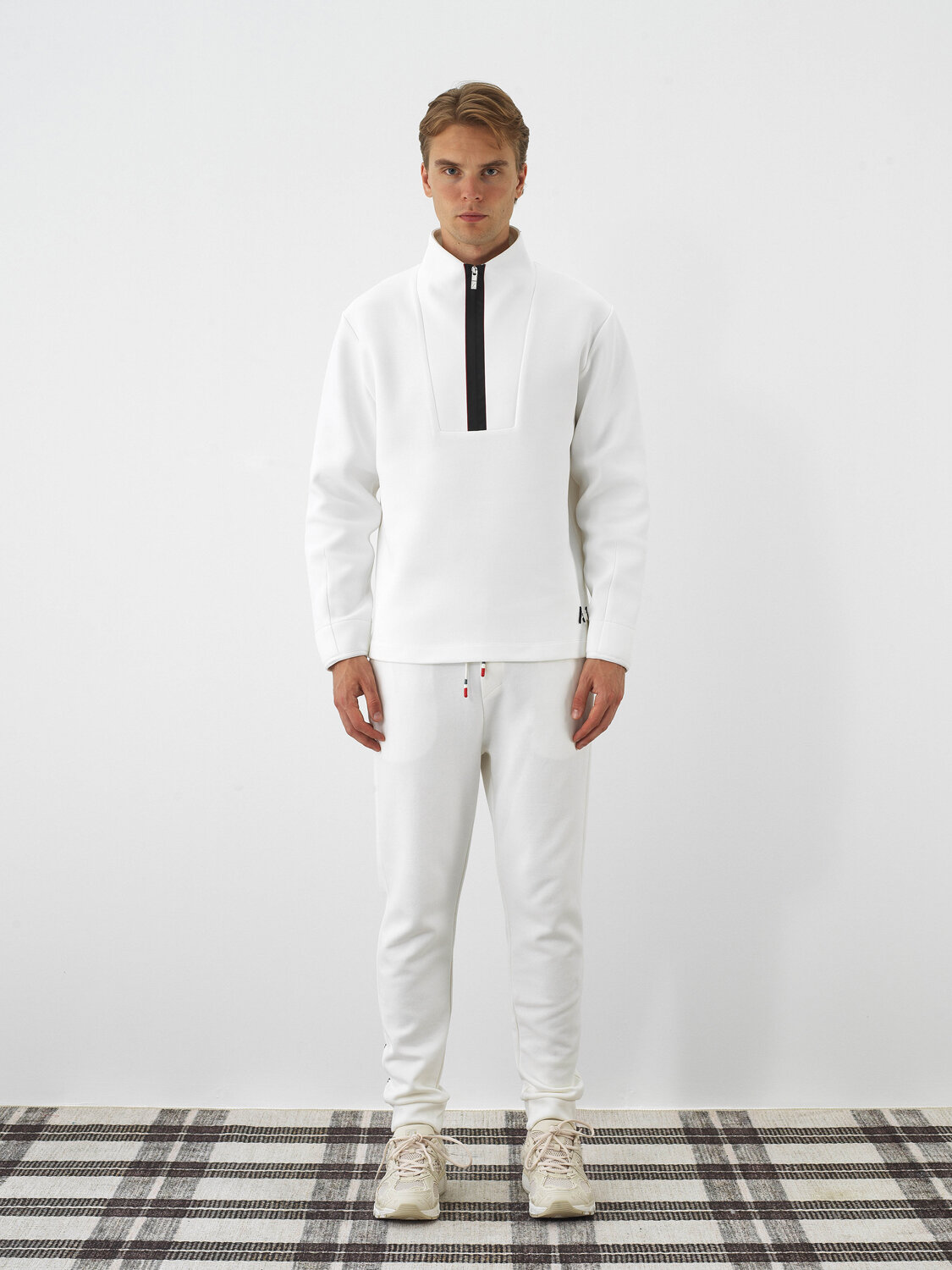 Ecru Cotton Textured Regular Fit Sweatshirt - Xint