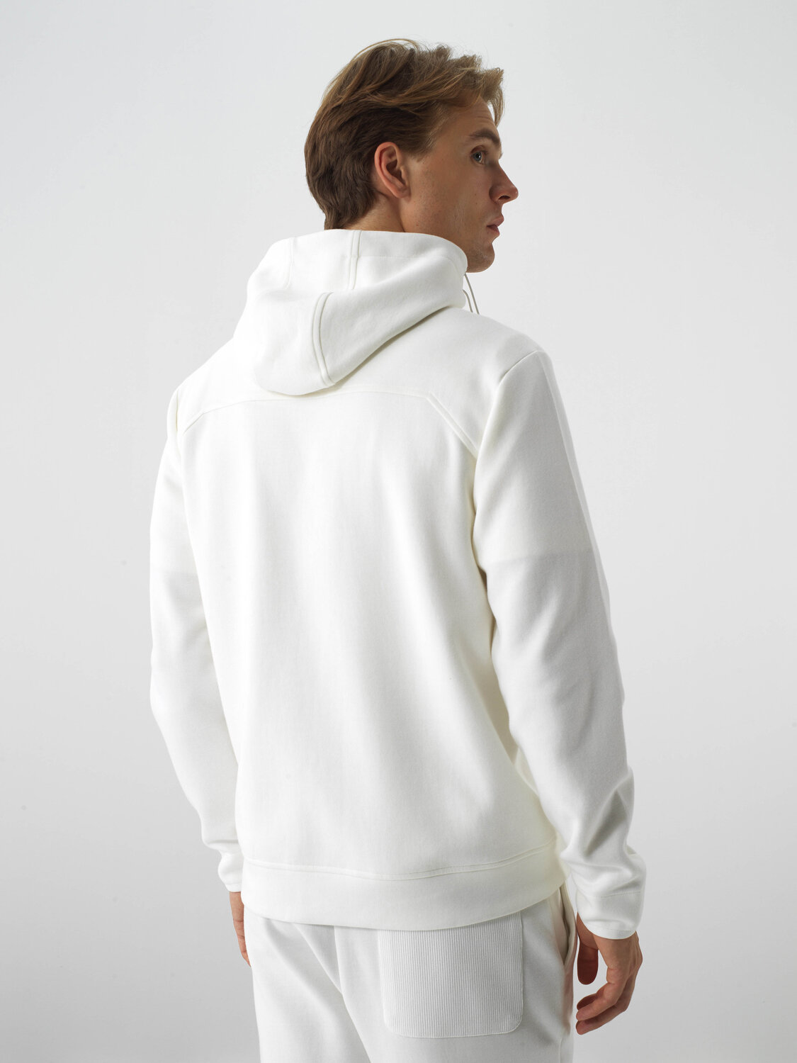 Ecru Cotton Textured Regular Fit Sweatpants - Xint