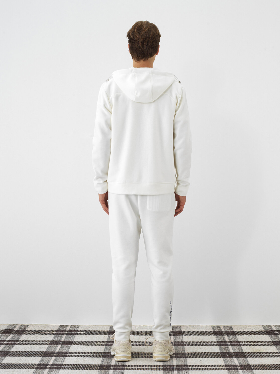 Ecru Cotton Textured Regular Fit Sweatpants - Xint