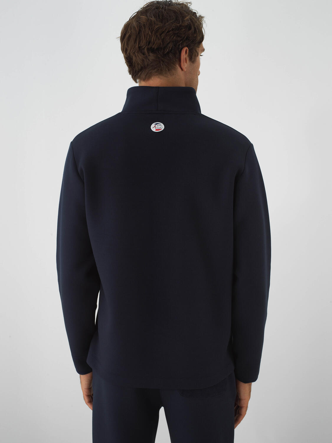 Navy Blue Cotton Textured Regular Fit Sweatshirt - 4