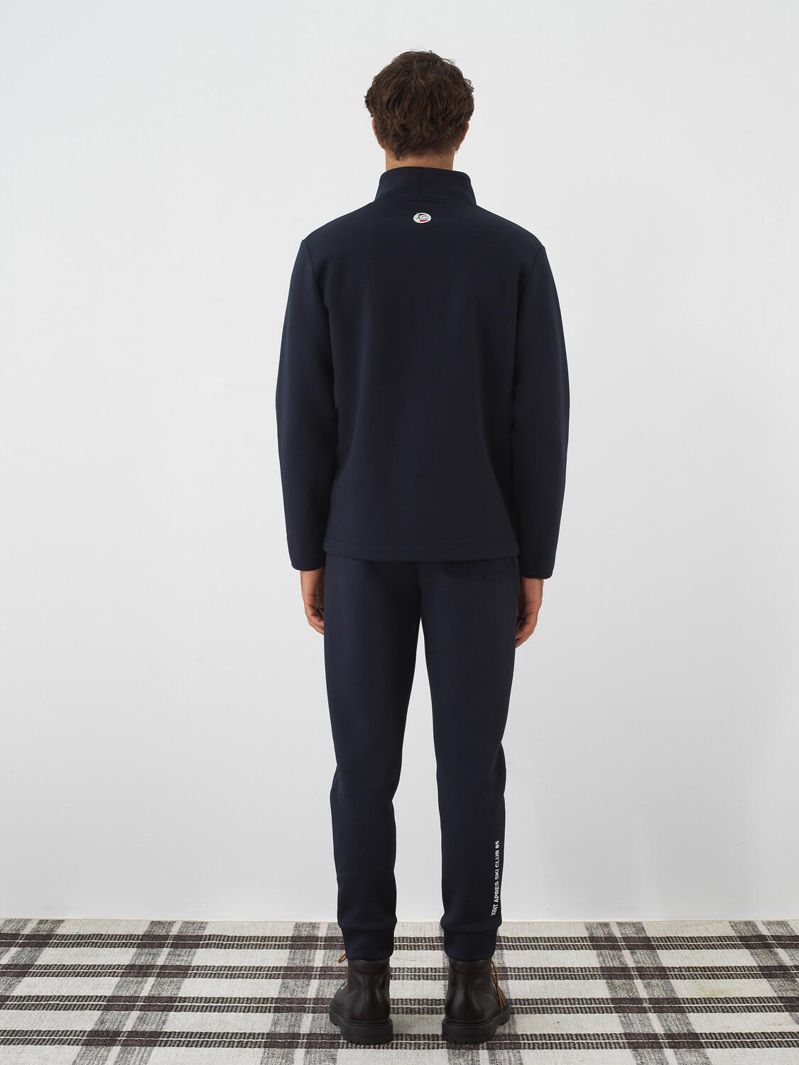 Navy Blue Cotton Textured Regular Fit Sweatshirt - 5