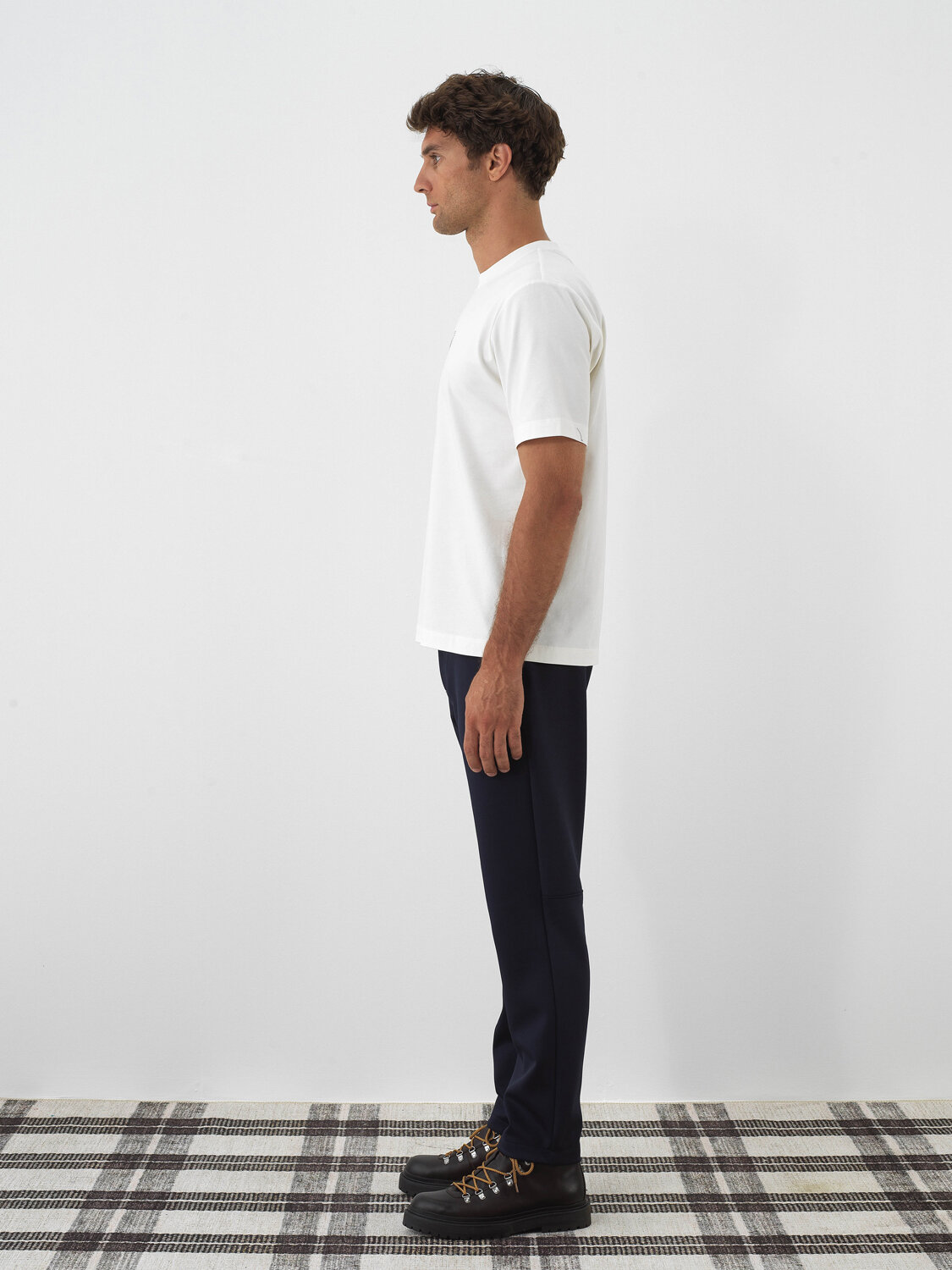 Ecru Cotton Textured Regular Fit T-Shirt - Xint