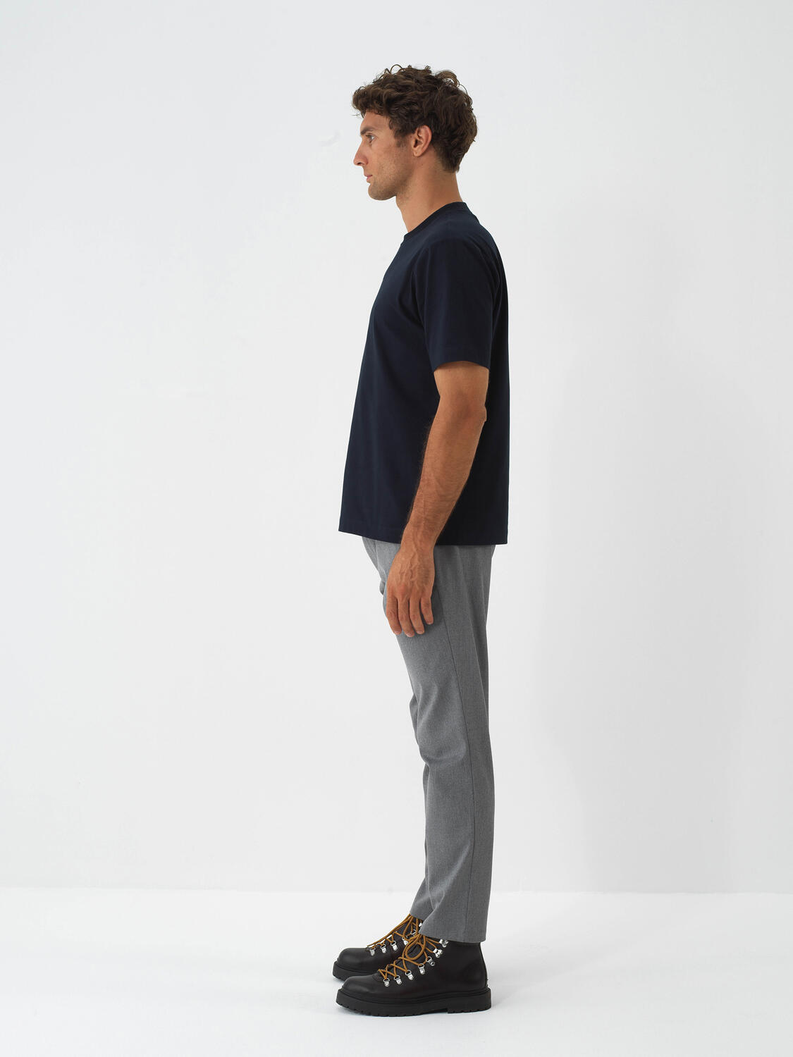 Navy Blue Cotton Textured Regular Fit T-Shirt - 3