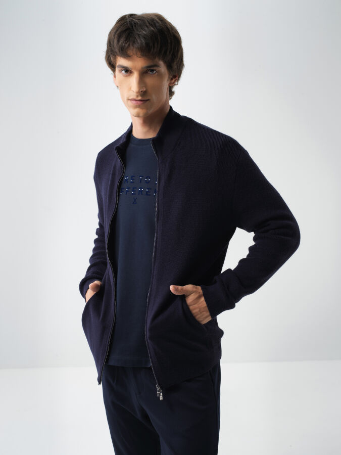 Wool Plain Cardigan - Xint