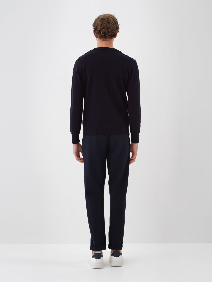 Wool Crew Neck Basic Sweater - Xint