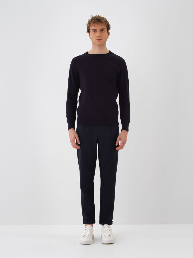 Wool Crew Neck Basic Sweater - Xint