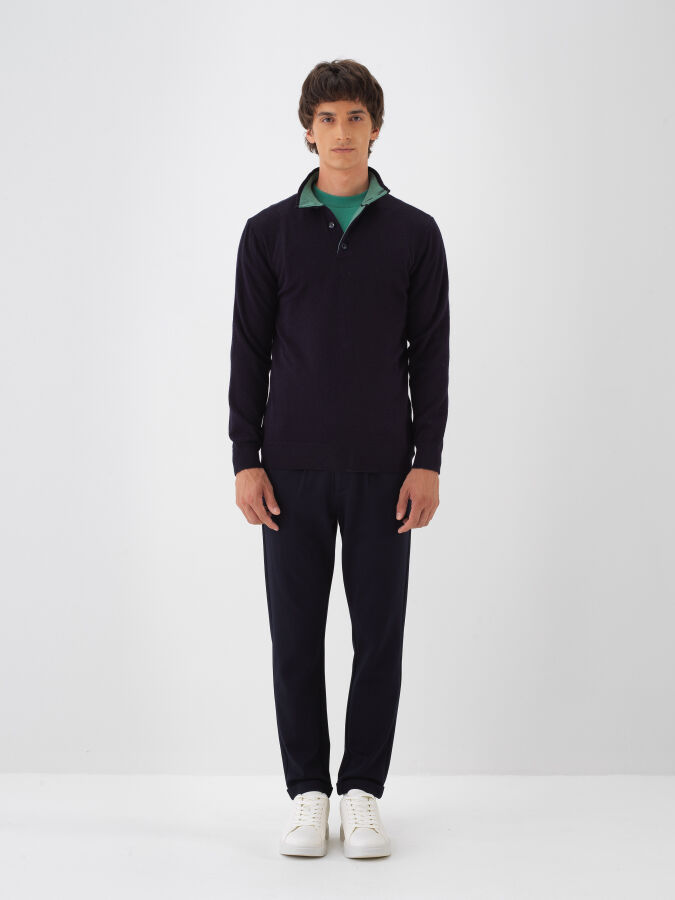 Wool Stand Collar Basic Sweater - Xint