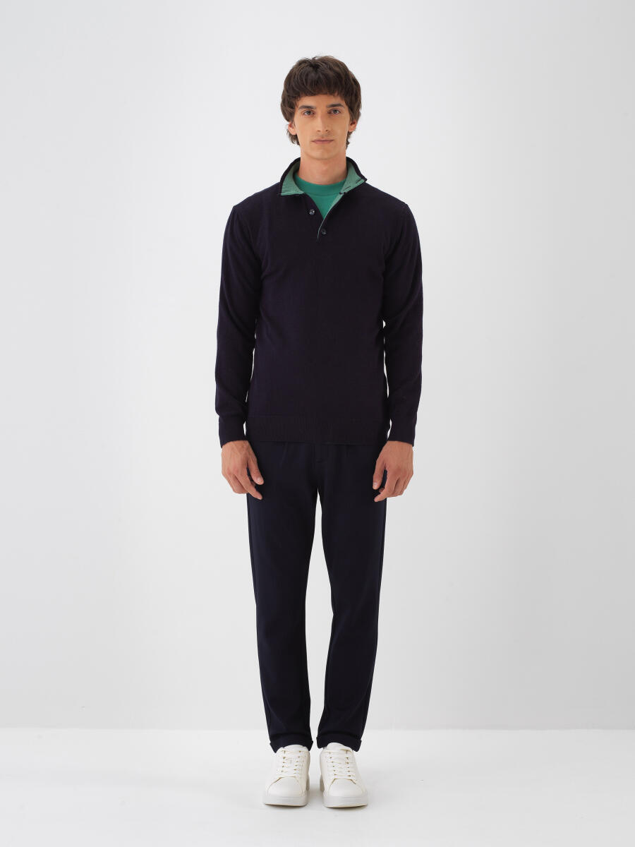 Wool Stand Collar Basic Sweater - 2