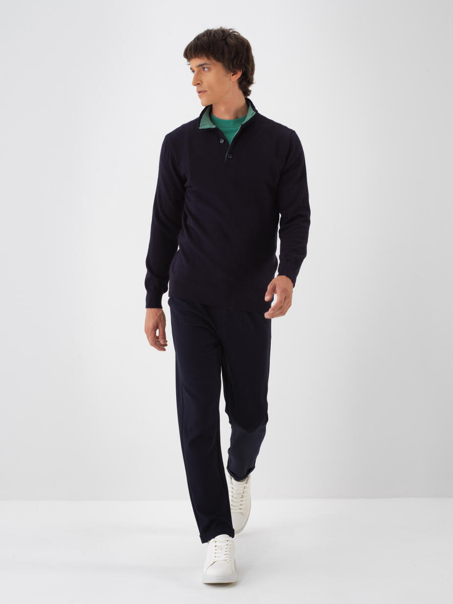 Wool Stand Collar Basic Sweater - 3