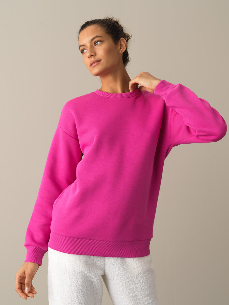 Fuşya Oversize Baskılı Sweatshirt - 3