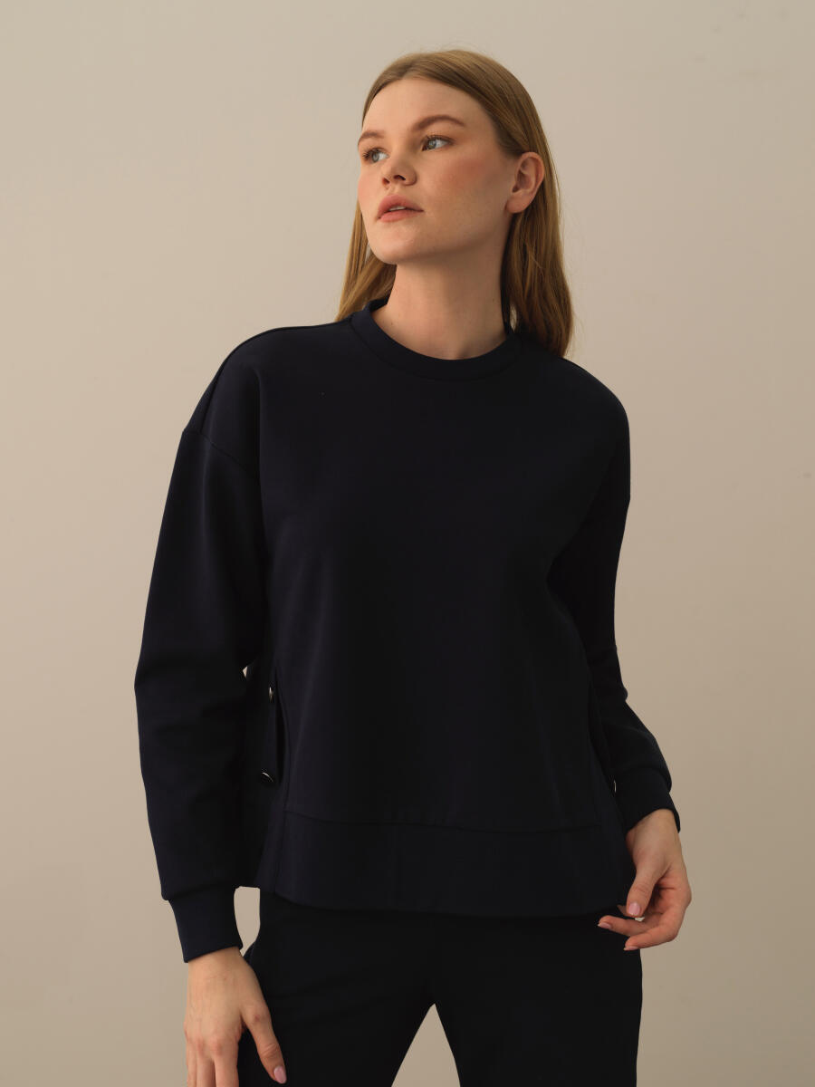 Lacivert Oversize Sweatshirt - 1