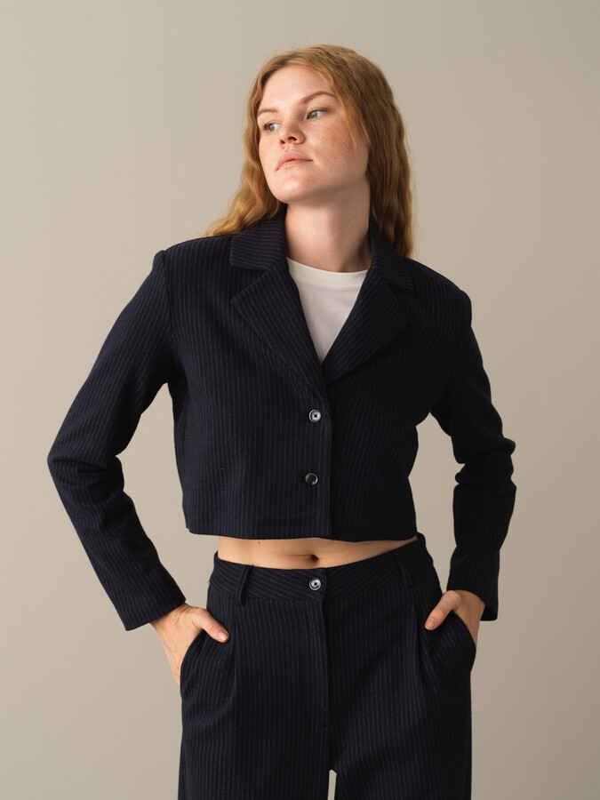 Lacivert Pamuk Dokulu Pamuklu Regular Fit Ceket - Xint