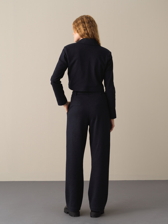 Lacivert Pamuk Dokulu Pamuklu Regular Fit Ceket - Xint