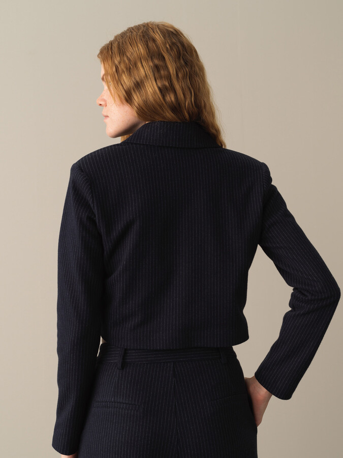 Lacivert Pamuk Dokulu Pamuklu Regular Fit Ceket - Xint