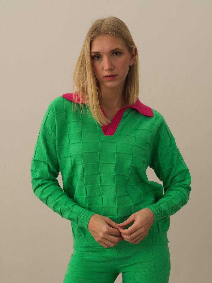 Polo Collar Oversized Sweater - Xint