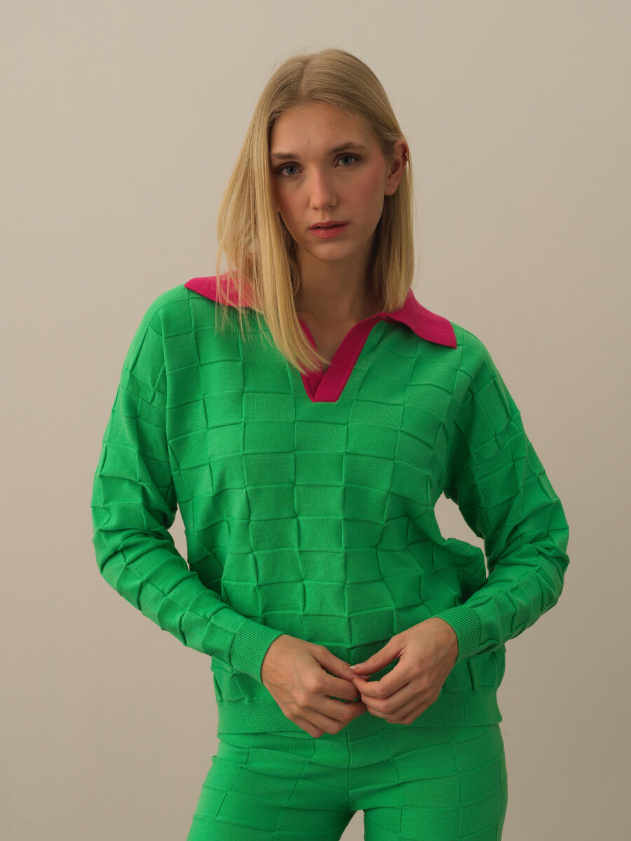 Polo Collar Oversized Sweater