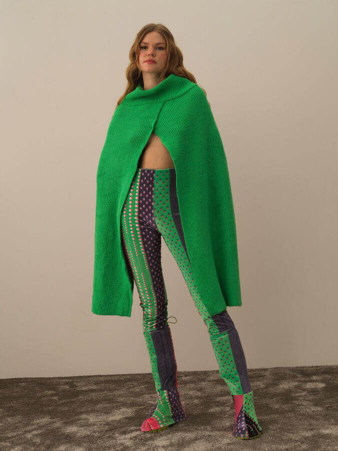 Regular Fit Knit Wool Cloak - Xint