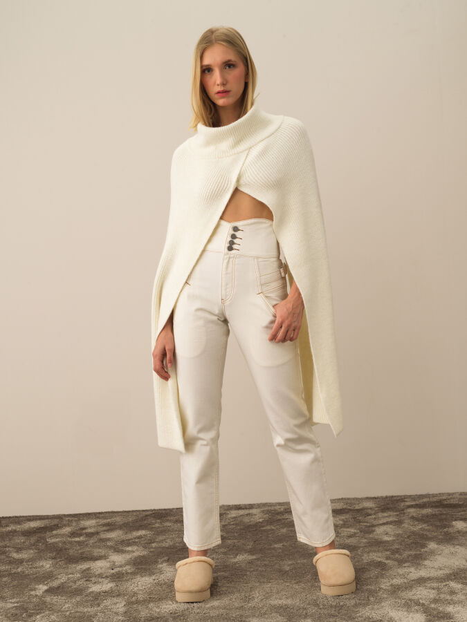 Regular Fit Knit Wool Cloak - Xint