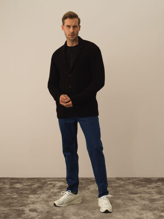 Regular Fit Knit Wool Jacket - Xint