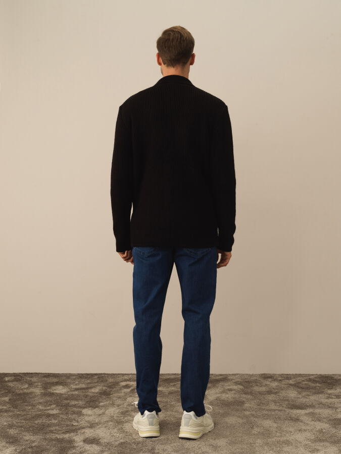 Regular Fit Knit Wool Jacket - Xint