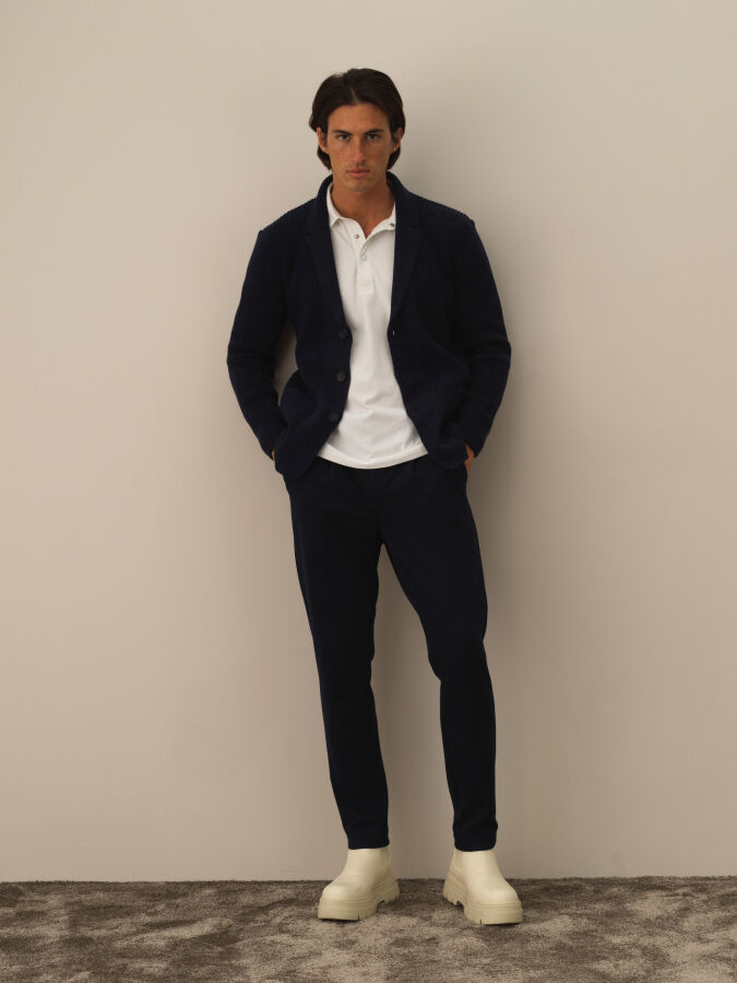 Regular Fit Knit Wool Jacket - Xint